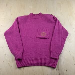 Vintage Jorjacy Sport Sweater Womens Med Pink Angora Rabbit Hair Silk Knit Korea